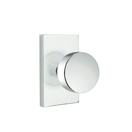 Emtek Round Knob 2-3/8 in Backset Privacy w/Modern Rectangular Rose for 1-1/4 in to 2 in Door 5212ROUUS26